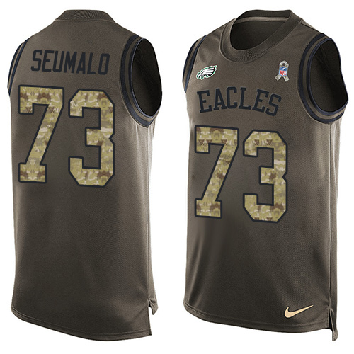 Men's Limited Isaac Seumalo Nike Jersey Green - #73 Salute to Service Tank Top NFL Philadelphia Eagles